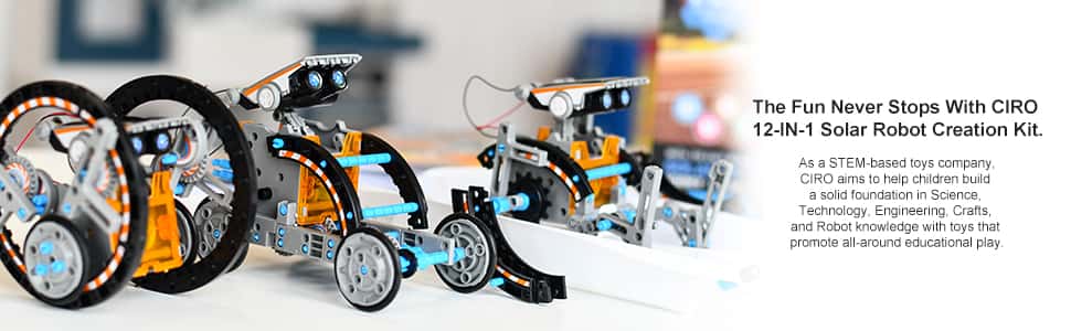 CIRO 12-in-1 Solar Robot Kit - STEM Building Toy For Kids Ages 8-12, 190 Pieces