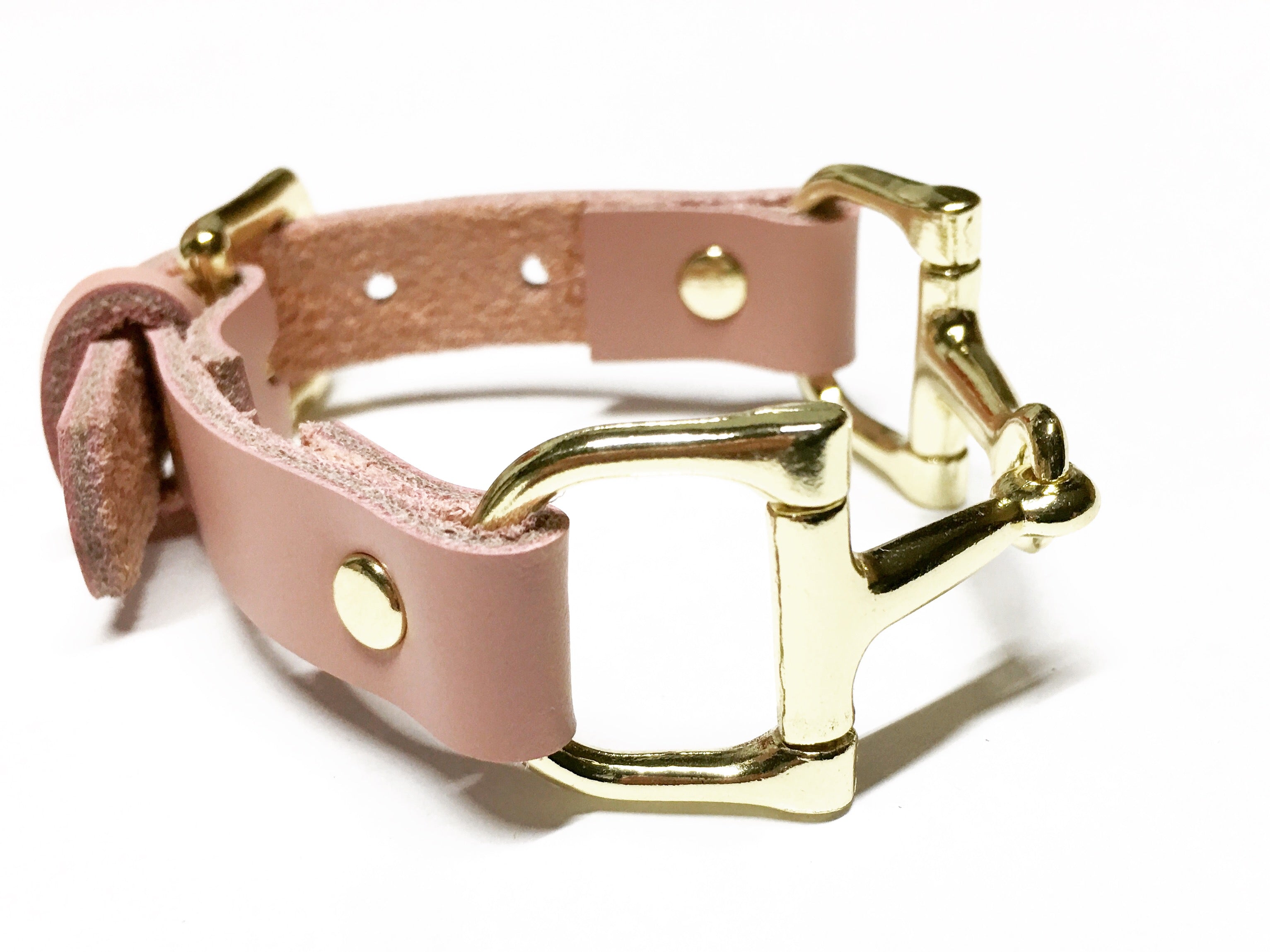 Soft Pink Leather Horse Bit Bracelet