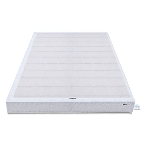 Amazon Basics Smart Box Spring Bed Base, 9 Inch Mattress Foundation, Tool-Free Easy Assembly, Queen, White