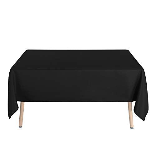 sancua Rectangle Tablecloth - 60 x 84 Inch - Stain and Wrinkle Resistant Washable Polyester Table Cloth, Decorative Fabric Table Cover for Dining Table, Buffet Parties and Camping, Black