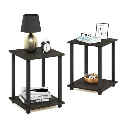 Furinno Simplistic Set of 2 End Table, Espresso/Black