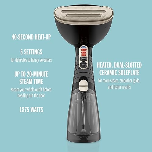 Conair Handheld Garment Steamer for Clothes, Turbo ExtremeSteam 1875W, Portable Handheld Design, Strong Penetrating Steam - Amazon Exclusive in Black