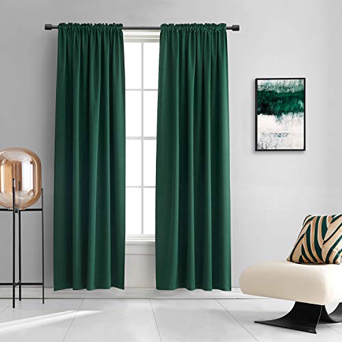 DONREN Dark Green Blackout Thermal Insulating Window Curtain Panels for Bedroom -Room Darkening 84 inch Length Rod Pocket Drapes for Living Room (Emerald Green,42 x 84 inches Long,2 Panels)