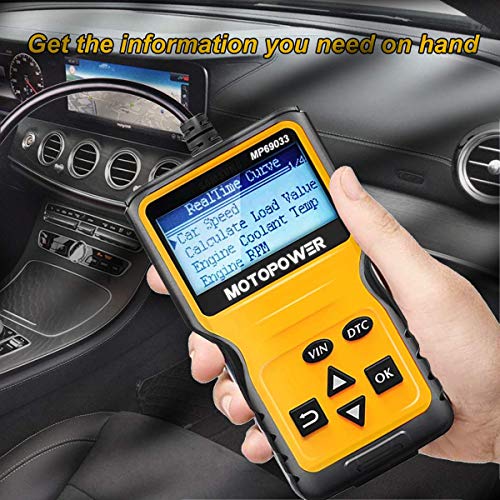 MOTOPOWER MP69033 Car OBD2 Scanner Code Reader Engine Fault Scanner CAN Diagnostic Scan Tool for All OBD II Protocol Cars Since 1996, Yellow