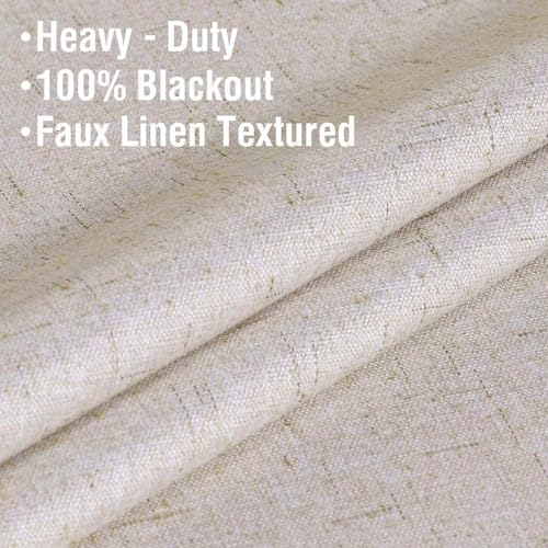 H.VERSAILTEX 100% Blackout Linen Curtains Full Light Blocking Curtains for Bedroom, Textured Window Curtains for Living Room 84 inch Grommet, Energy Efficient Curtains White Liner(2 Panels, Natural)