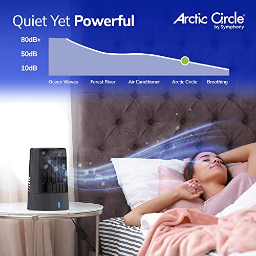 Arctic Circle Portable Air Conditioner Symphony Bonaire Portable Evaporative Air Cooler, USB Powered includes 6 ft USB-C cable, for Bedroom, Office, Camping, RV (Grey)