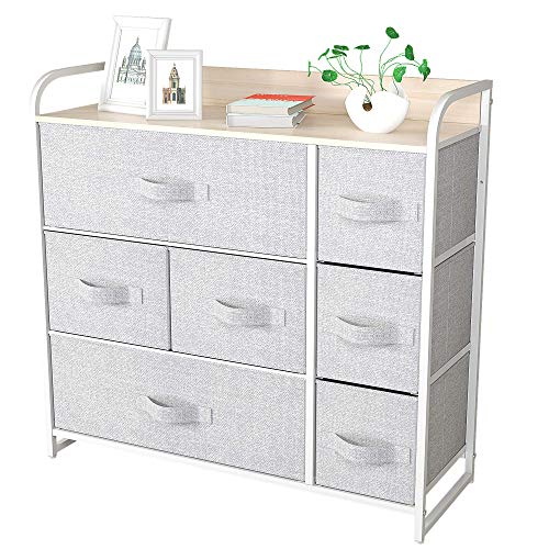 YITAHOME Fabric Dresser with 7 Drawers- Furniture Storage Tower, Chest of Drawer, Organizer Unit for Room, Living Room & Closets - Sturdy Steel Frame, Easy Pull Fabric Bins & Wooden Top