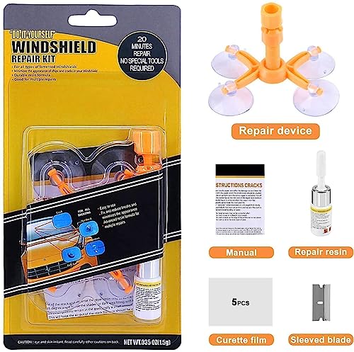 Rain-X 600001 Windshield Repair Kit - Quick And Easy Durable Resin Based Kit for Chips and Cracks, Good For Round Damage Below 1