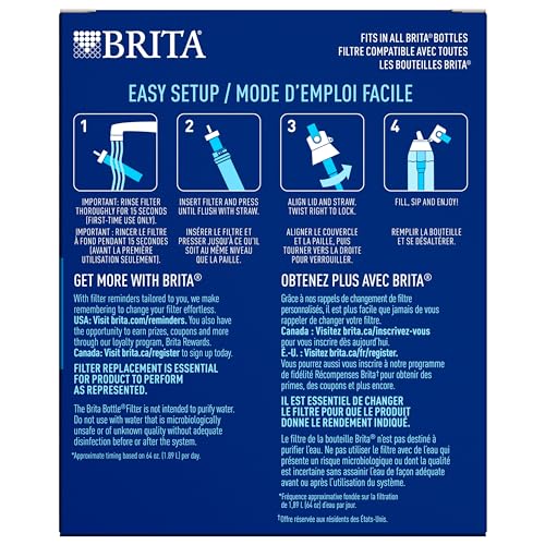 Brita Water Bottle Replacement Filters, BPA-Free, Replaces 1,800 Plastic Water Bottles a Year, Lasts Two Months or 40 Gallons, Includes 6 Filters, Kitchen Essential