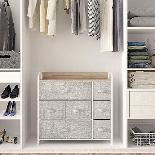 YITAHOME Fabric Dresser with 7 Drawers- Furniture Storage Tower, Chest of Drawer, Organizer Unit for Room, Living Room & Closets - Sturdy Steel Frame, Easy Pull Fabric Bins & Wooden Top