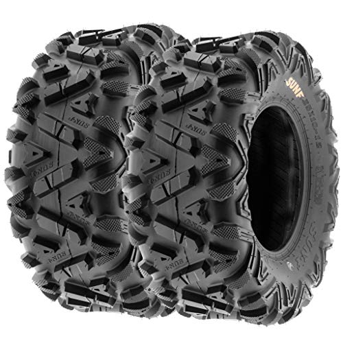 Set of 4 SunF Power.I ATV UTV all-terrain Tires 25x8-12 Front & 25x10-12 Rear, 6 PR, Tubeless A033