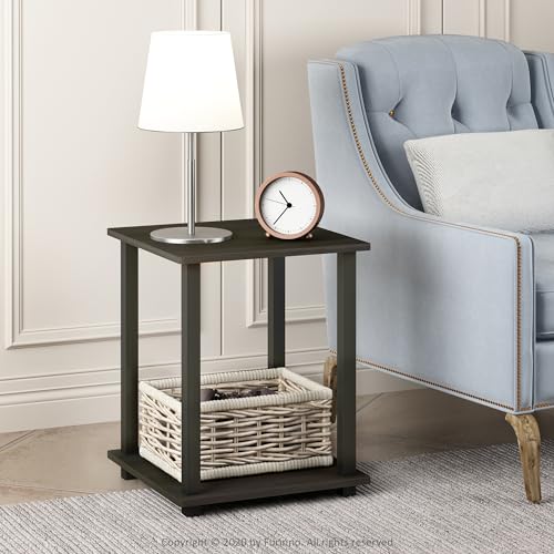 Furinno Simplistic Set of 2 End Table, Espresso/Black