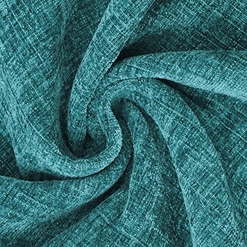 CaliTime Christmas Pack of 2 Cozy Throw Pillow Covers Cases for Couch Sofa Home Decoration Solid Dyed Soft Chenille 18 X 18 Inches Teal
