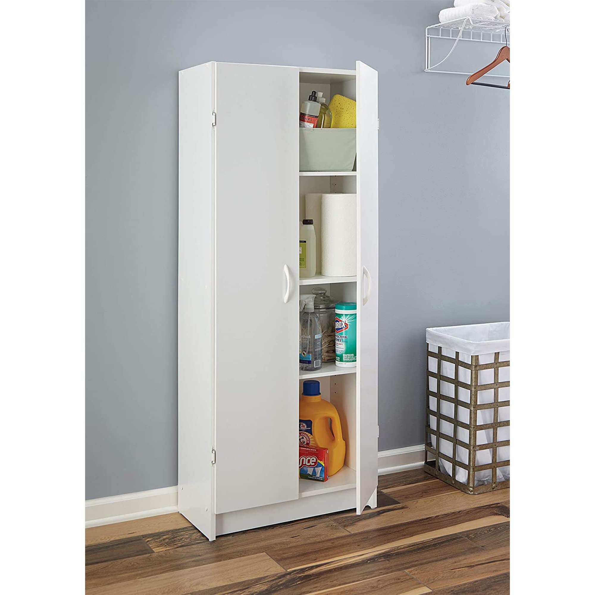 ClosetMaid Pantry Cabinet Cupboard with 2 Doors, Adjustable Shelves, Standing, Storage for Kitchen, Laundry or Utility Room, White