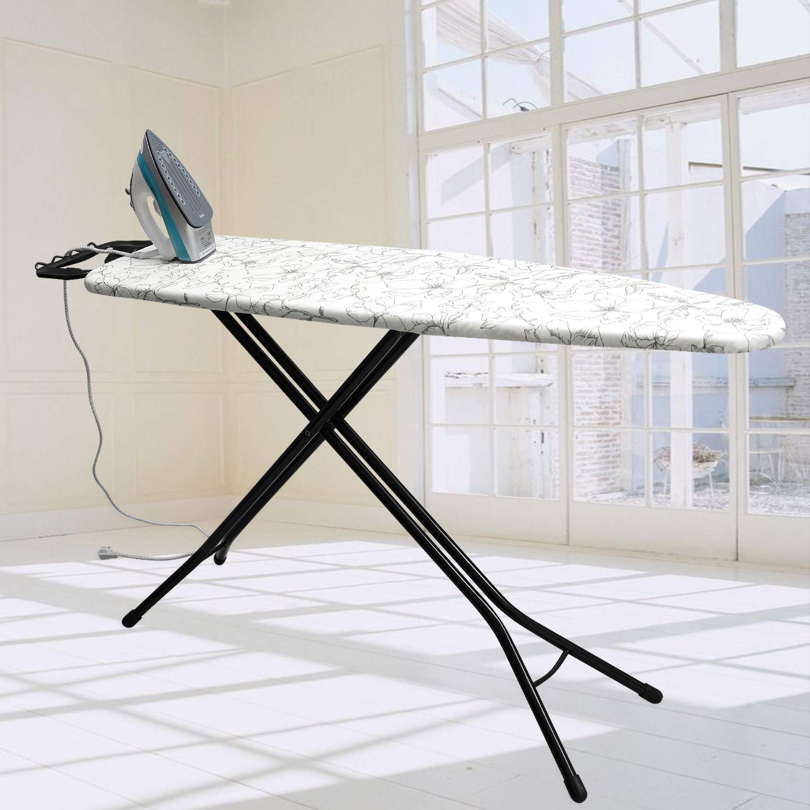 Dalykate 15x54 Ironing Board Cover and Pad with Elastic Edge and Scorch and Stain Resistant Thick Padding Ironing Board Covers 4 Fasteners and Protective Scorch Mesh Cloth