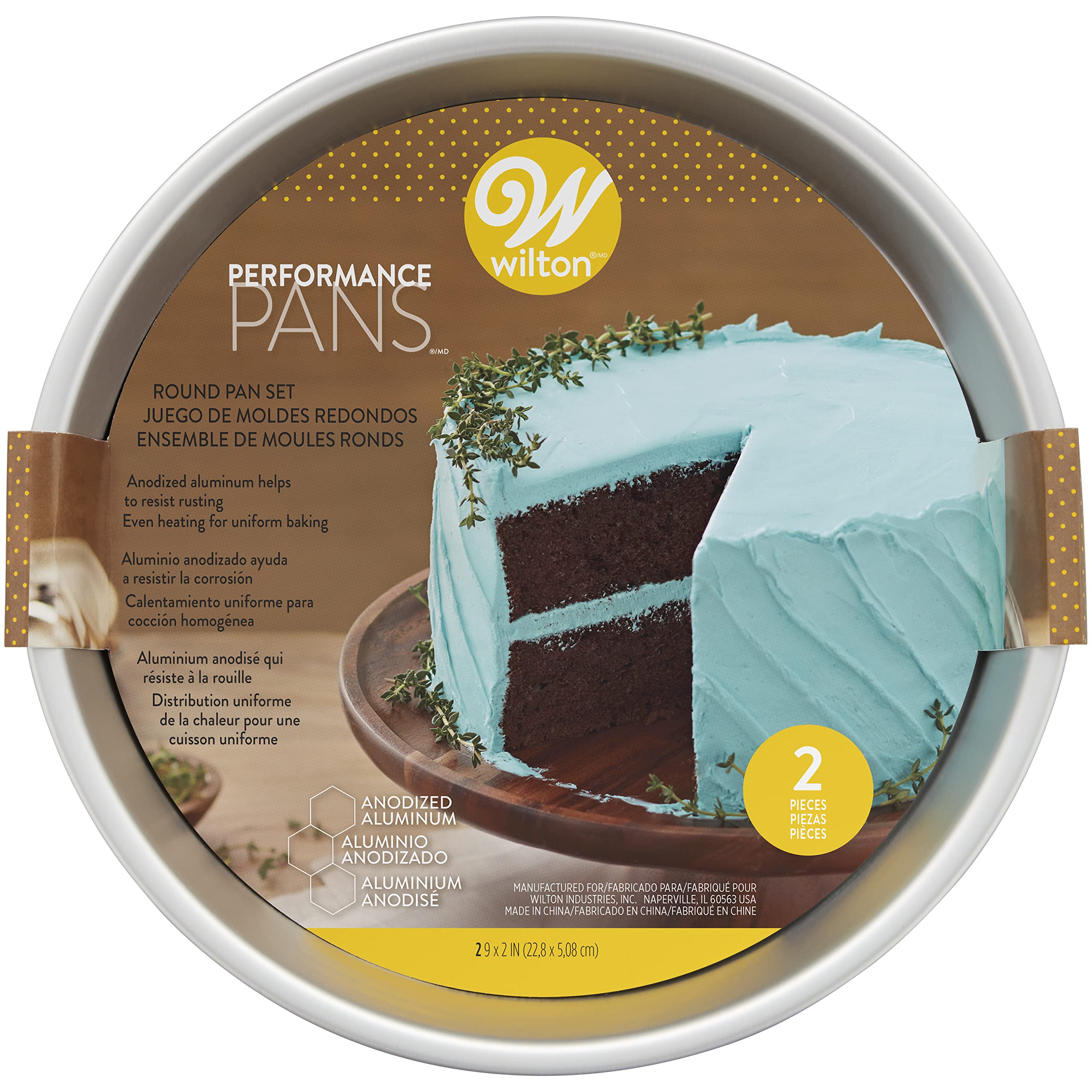Wilton Performance Pans Aluminum 9-Inch Round Cake Pans Set, 2-Piece,Silver