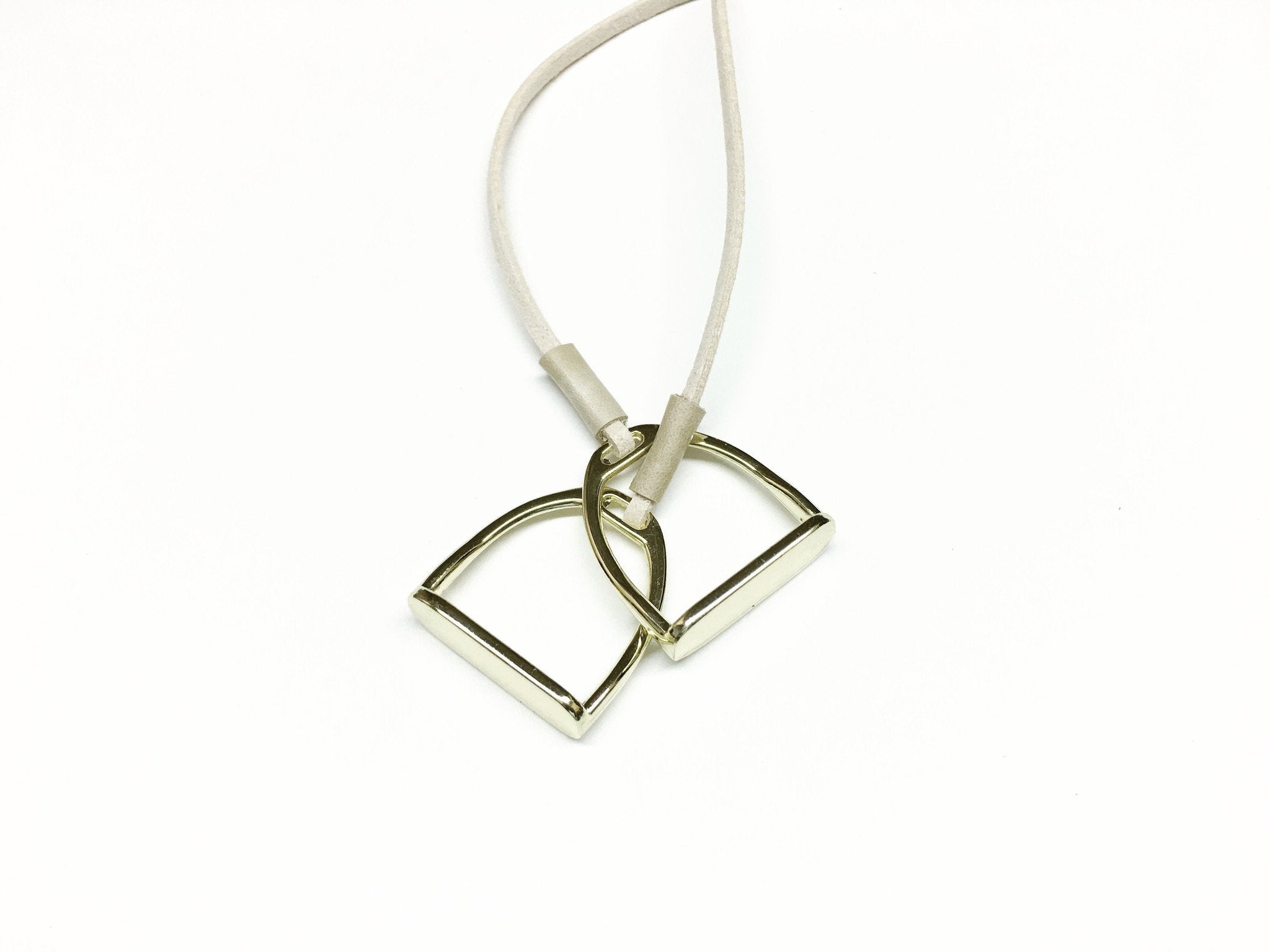 Silver Double Stirrup Equestrian Necklace