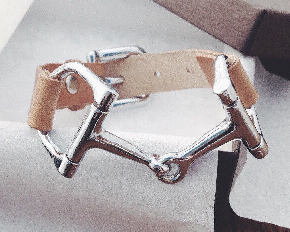 Brown Leather Snaffle Bracelet