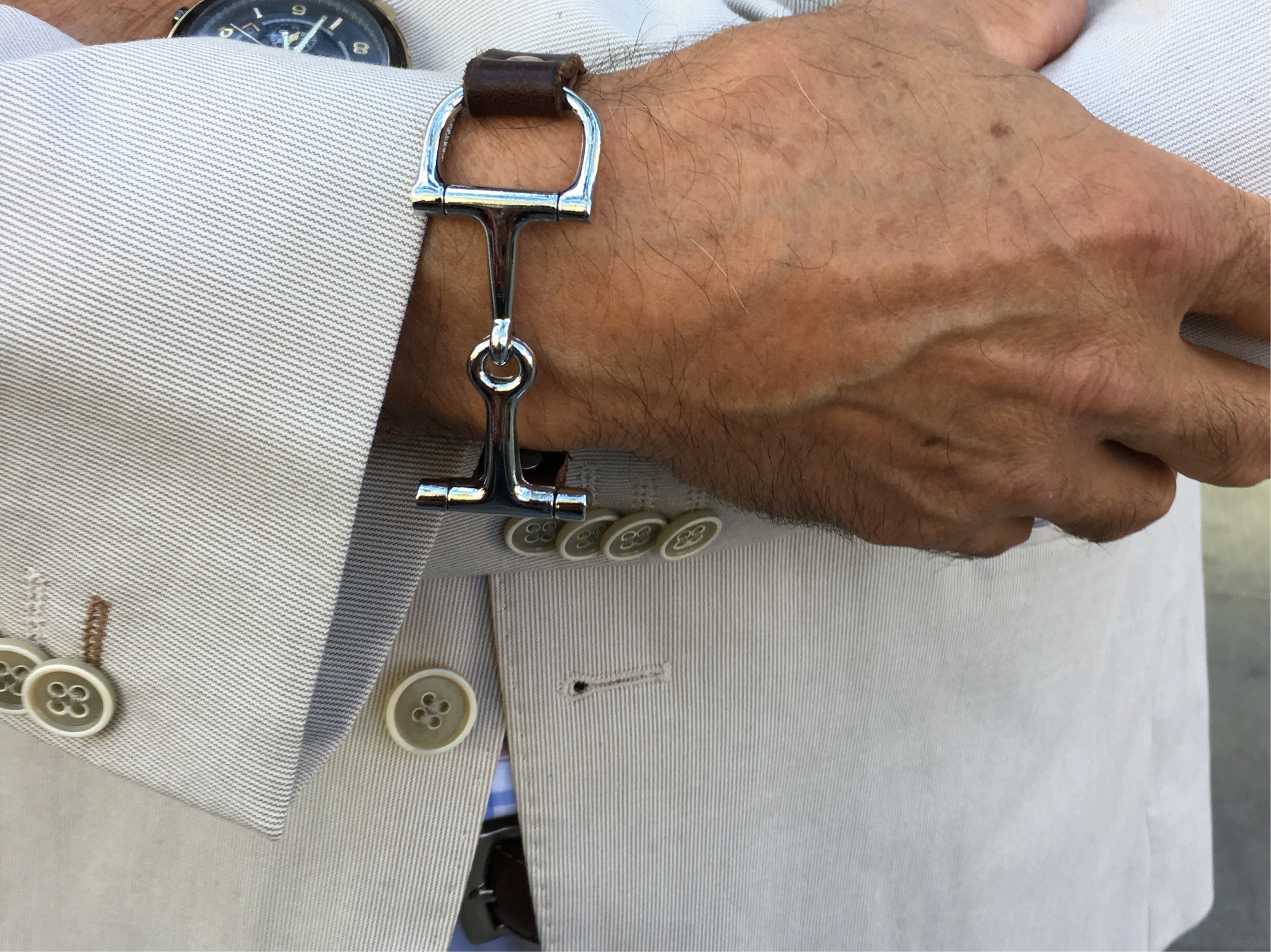 Leather Bit Horse Bracelet for Men