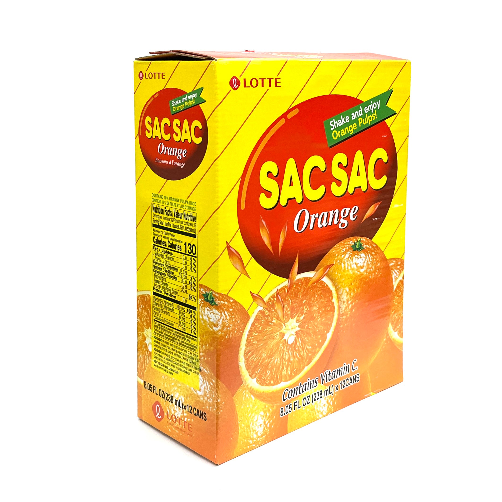 [Lotte] Sac Sac Orange Drink / ?? ?? ??? (328ml x12Cans)