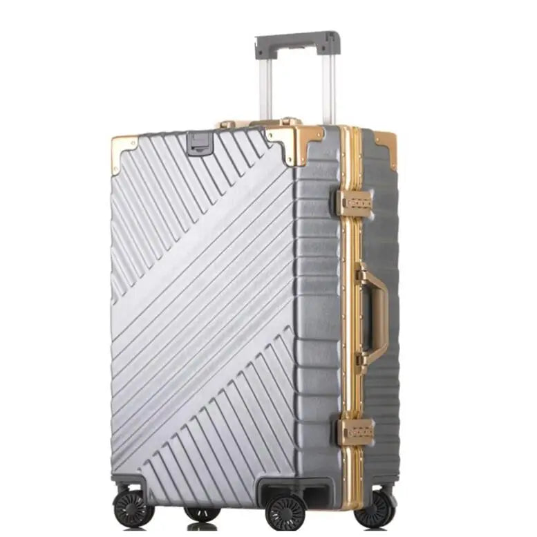 Aluminium Frame Spinner Rolling Luggage Travel Suitcase for Men and Women