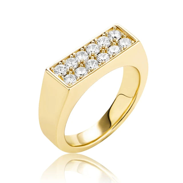 Iced Out Cubic Zirconia Bridal Ring for Women Hip Hop Rock Fashion Jewelry