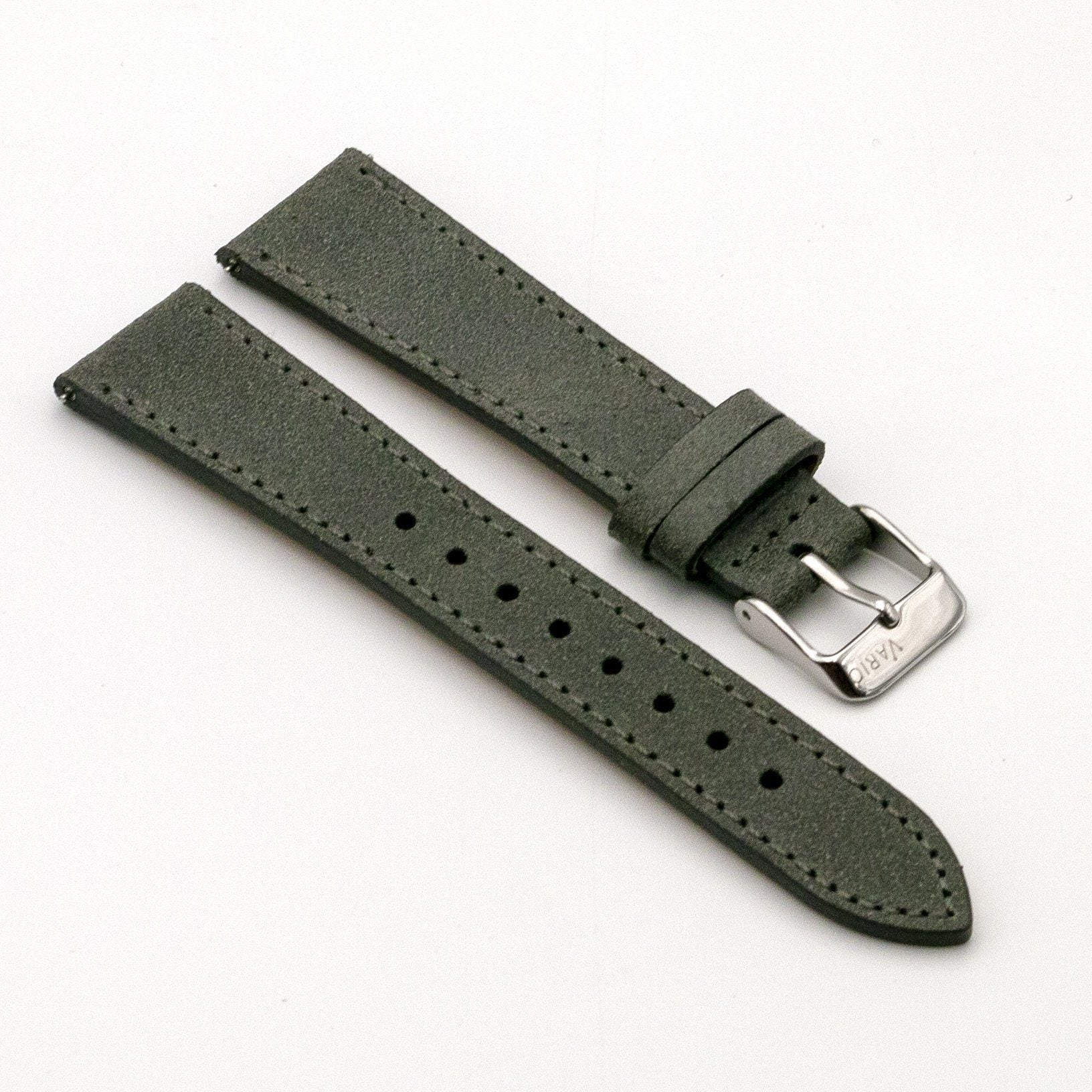 Vintage Distressed Italian Leather Pewter Grey Watch Strap with Quick Release