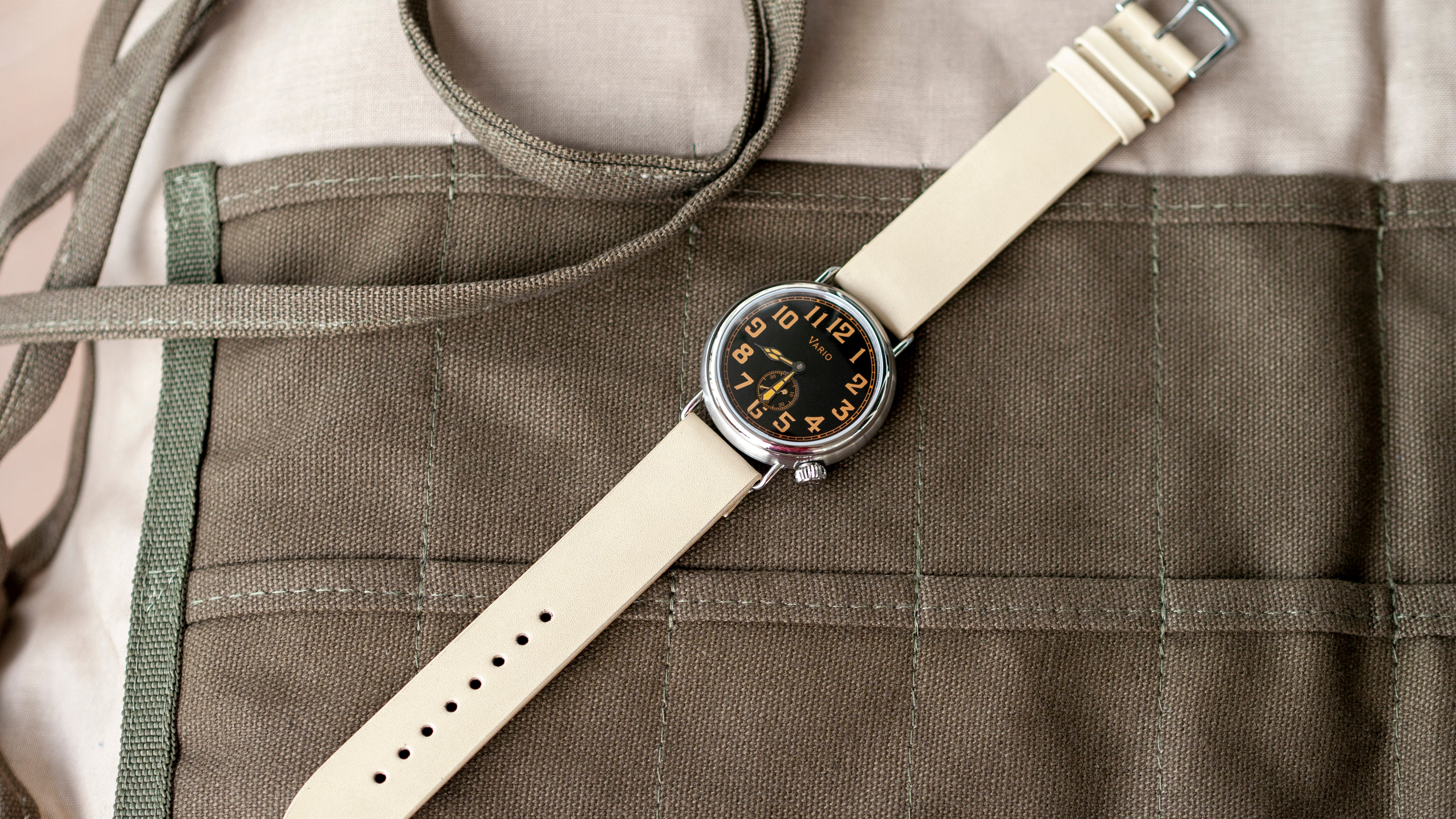 Clip-On Sand Beige Leather Watch Strap