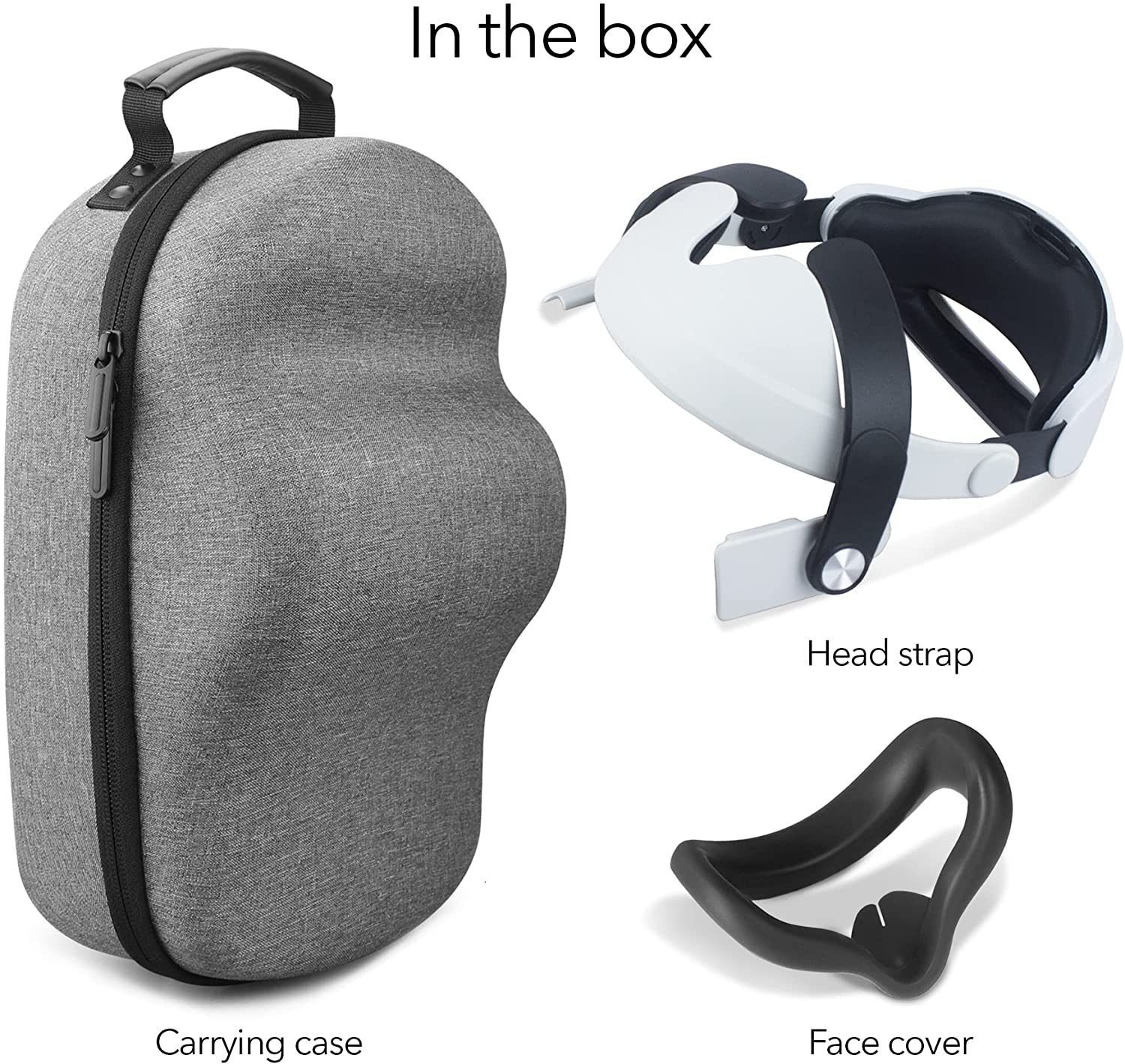 Wasserstein VR Headset Case, Head Strap & Face Cover Bundle for Meta / Oculus Quest 2