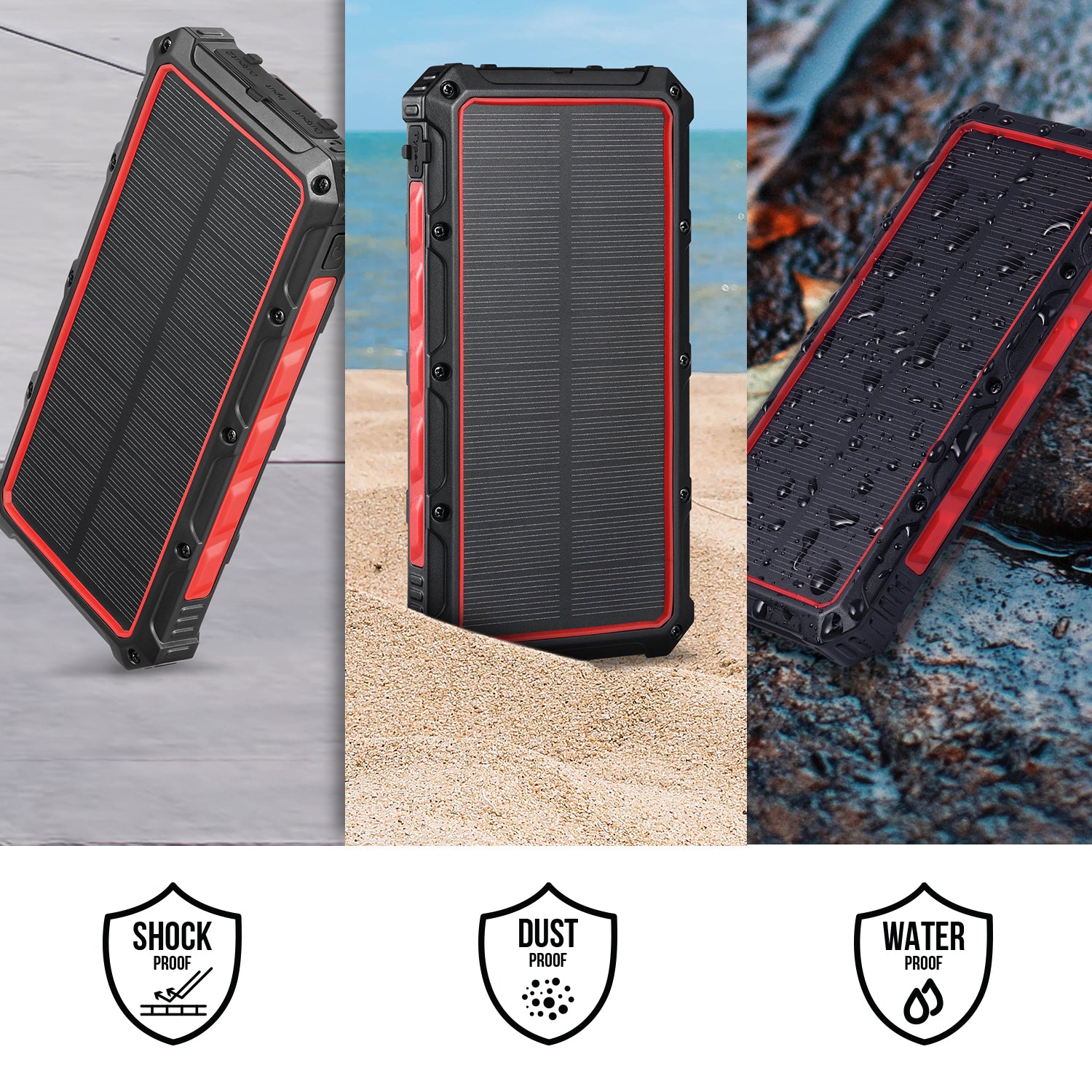 Dartwood Solar Power Bank for Apple iPhone & Android | 16000mAh