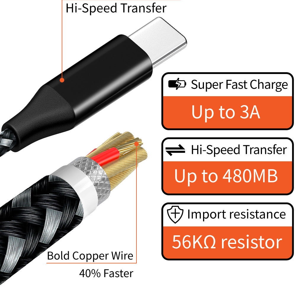 (2 Pack) 10ft Fast Charging and Data Transfer Cable