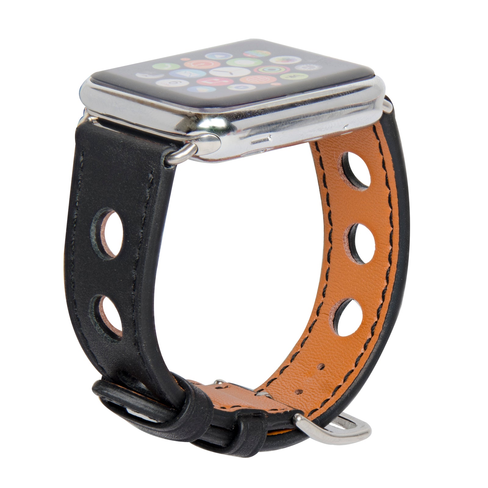 Navor Leather Replacement Band with Metal Clasp for Apple Watch 41mm 40mm 38mm