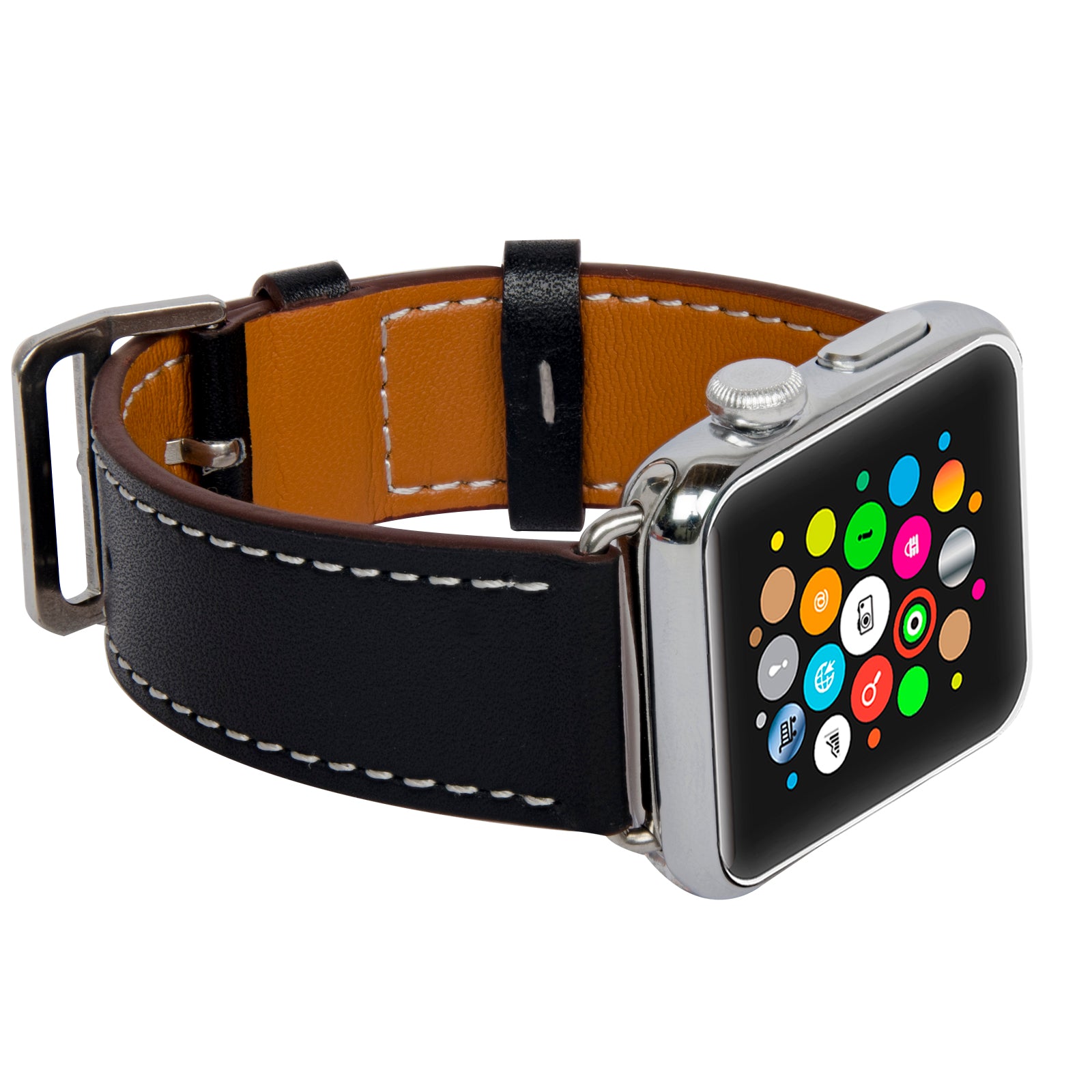 Navor Leather Replacement Band with Metal Clasp Compatible with Apple Watch Series 9/8/7/6/5/4/3/2/1/SE