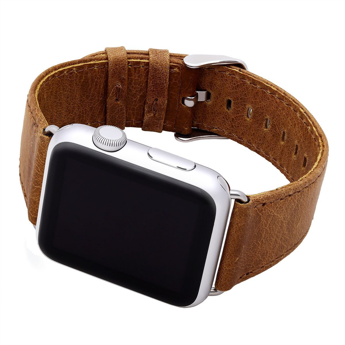 Navor Leather Replacement Watch Band with Metal Clasp for Apple Watch 49mm 45mm 44mm 42mm