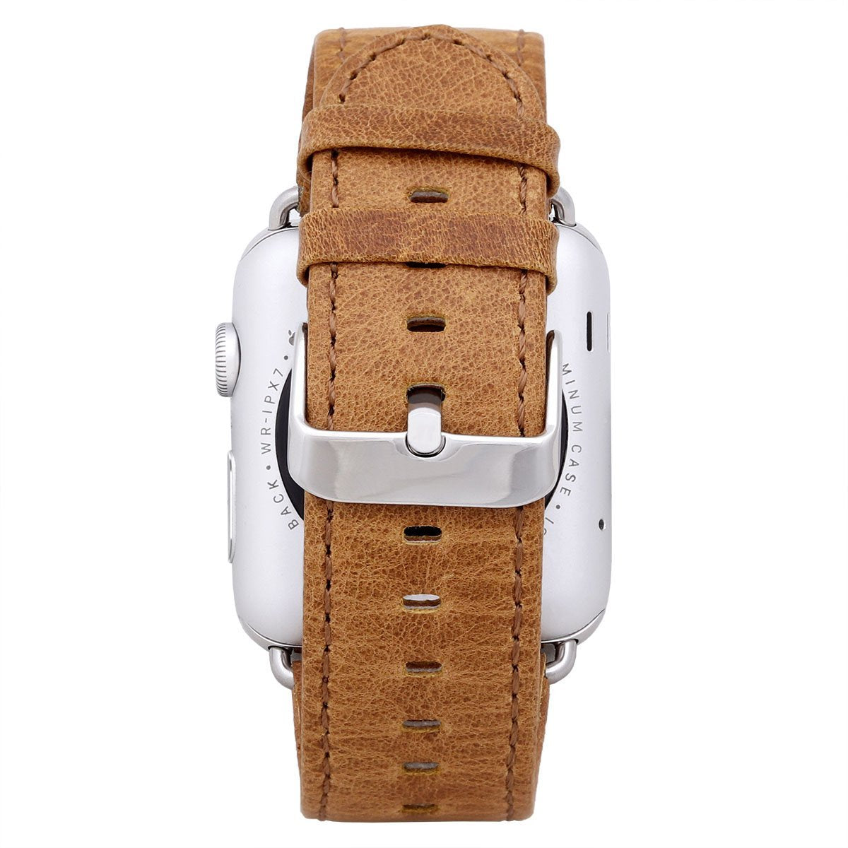 Navor Leather Replacement Watch Band with Metal Clasp for Apple Watch 49mm 45mm 44mm 42mm