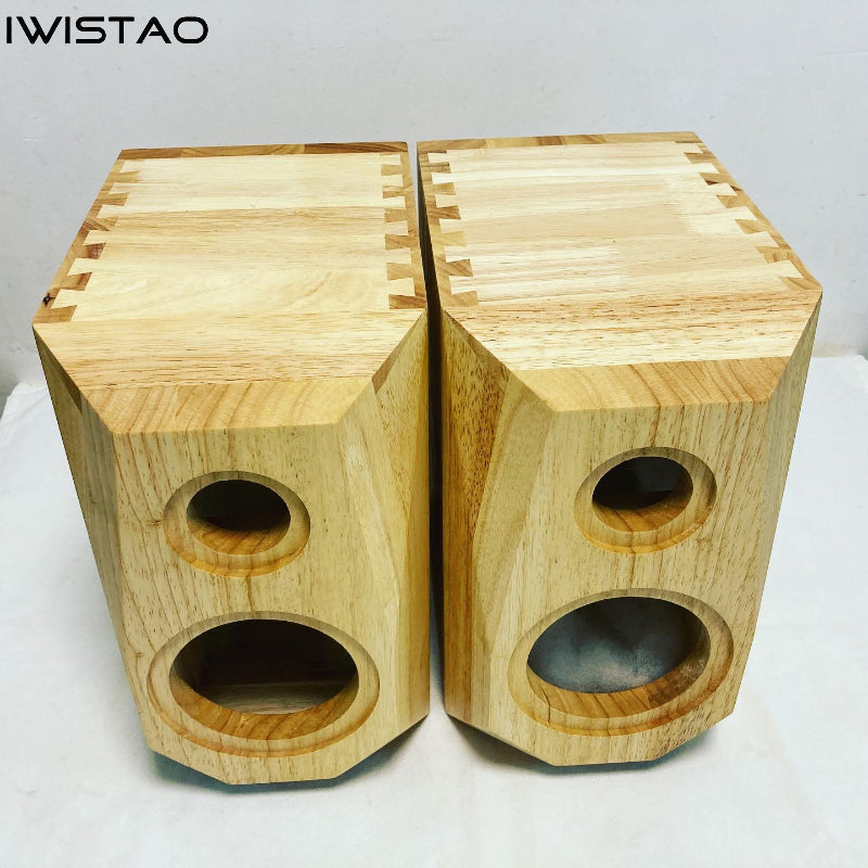 IWISTAO HIFI 2 Way Bookshelf Solid Wood Empty Speaker Cabinet 5 Inch 1 Pair Diamond 11L Cut Corner for Tube Amplifier