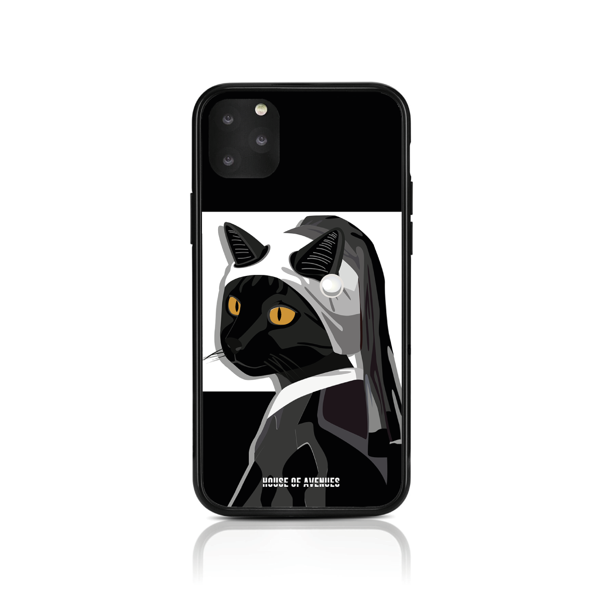 original design phone case - cat with a pearl earring - style f