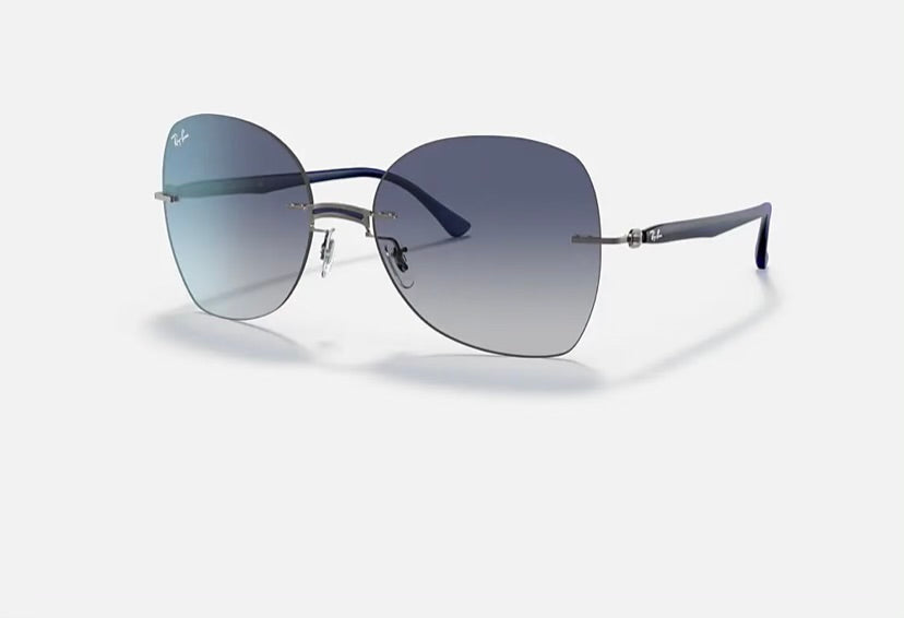 Rayban blue on gunmetal light grey gradient dark