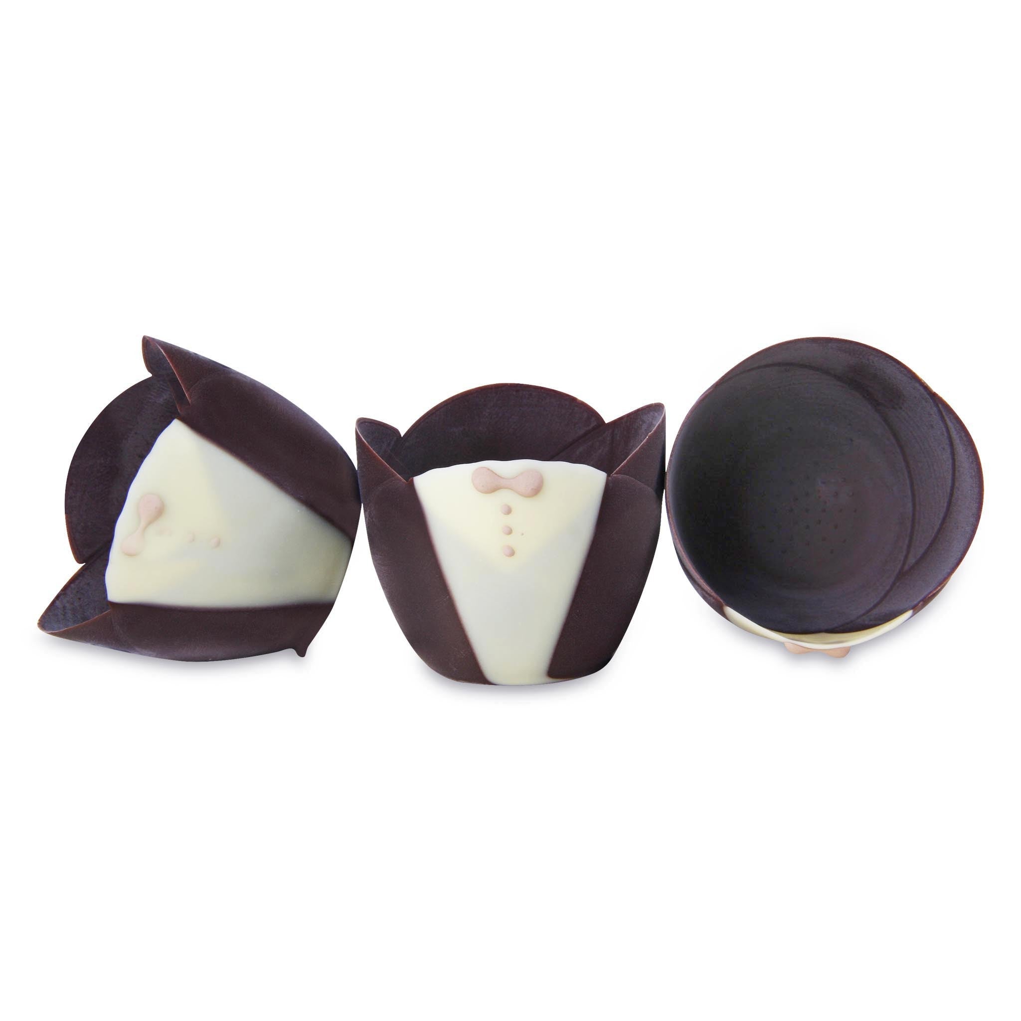 Mini Tuxedo Tulip Dark Chocolate Cups