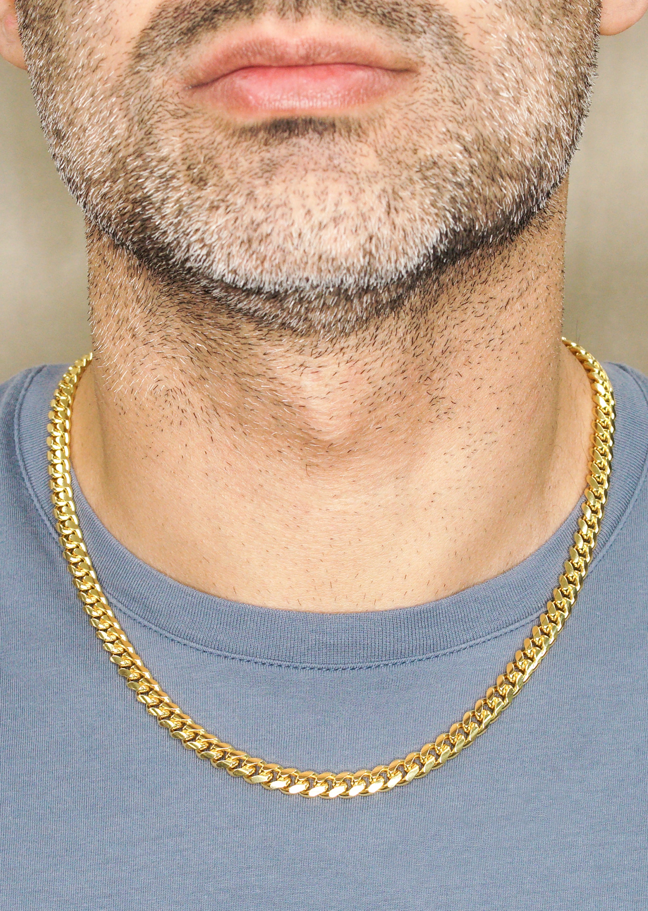 Silver Chain - Mens Gold Chain / Miami Cuban Link Chain / 7 MM