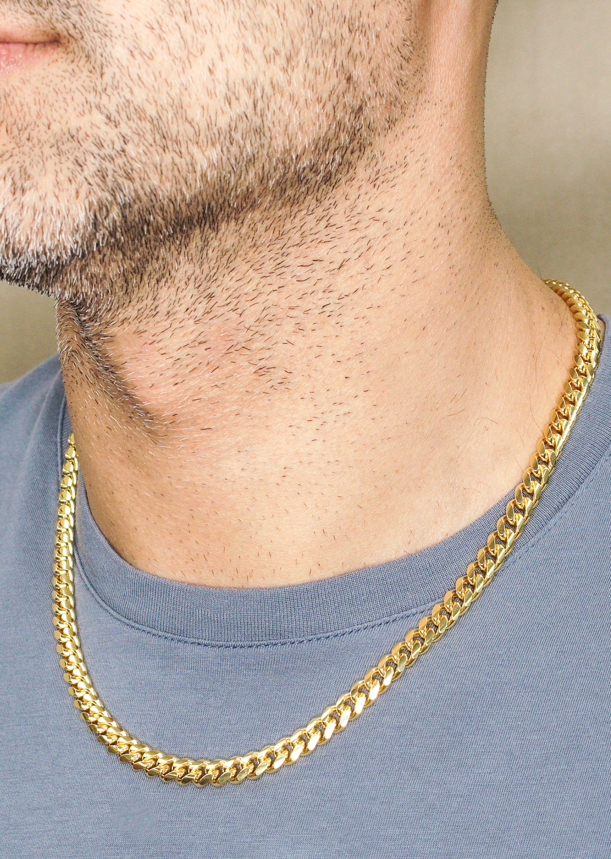 Silver Chain - Mens Gold Chain / Miami Cuban Link Chain / 7 MM