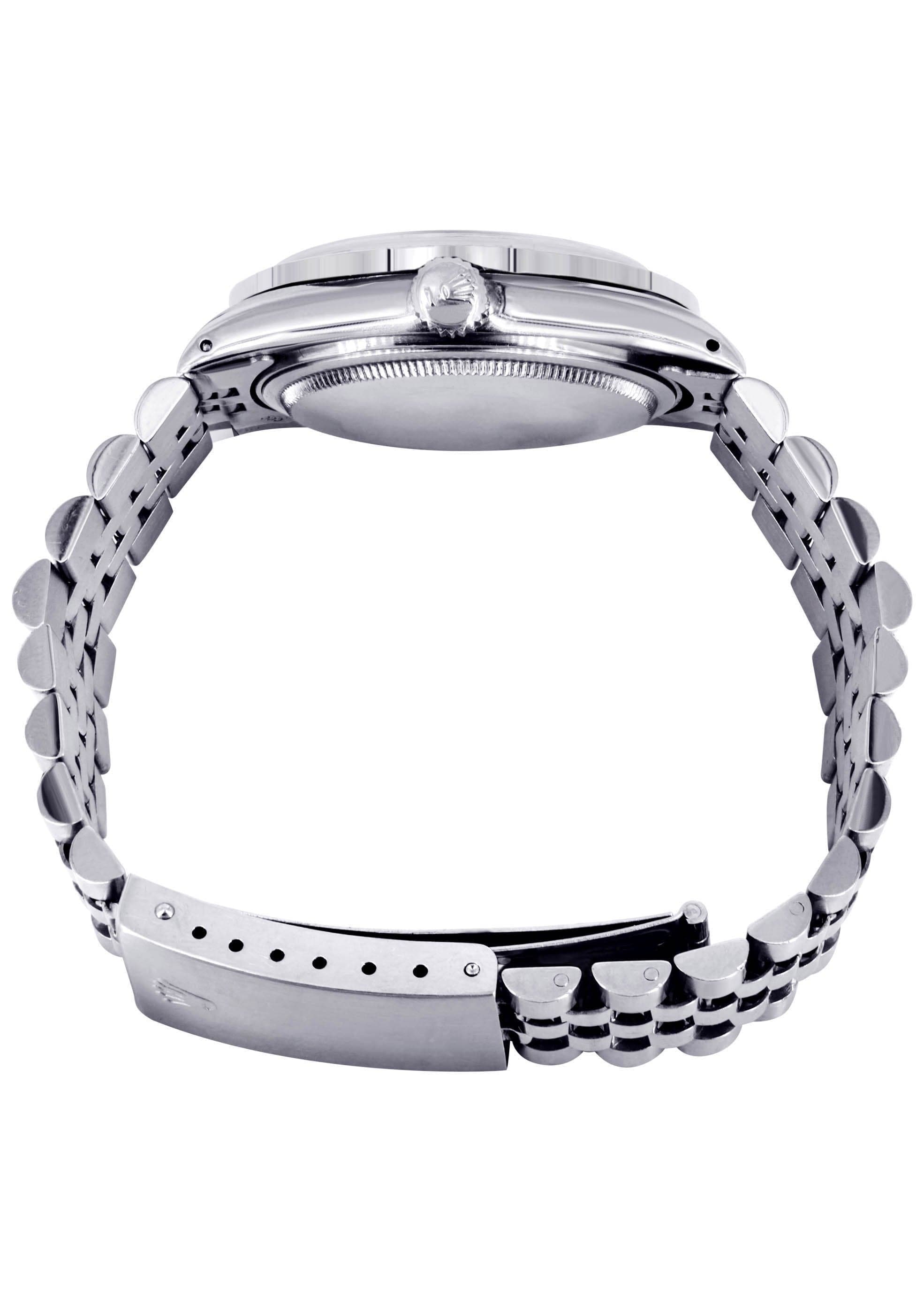 Diamond Gold Rolex Watch For Men 16200 | 36Mm | Rainbow Sapphire Bezel | Pink Flower Pattern Dial | Jubilee Band