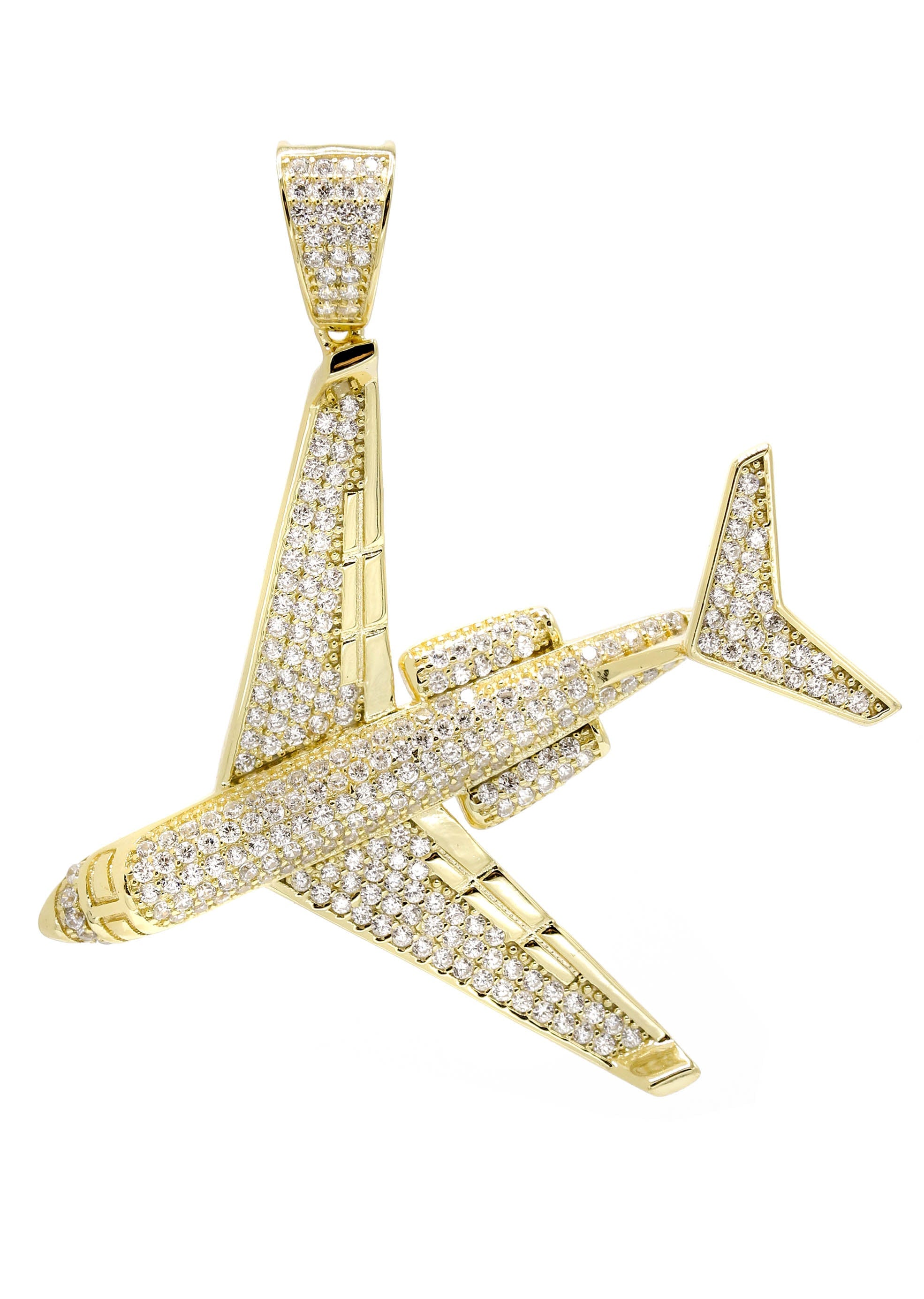 Silver Pendant - Gold Airplane Pendant | Appx 9.2 Grams