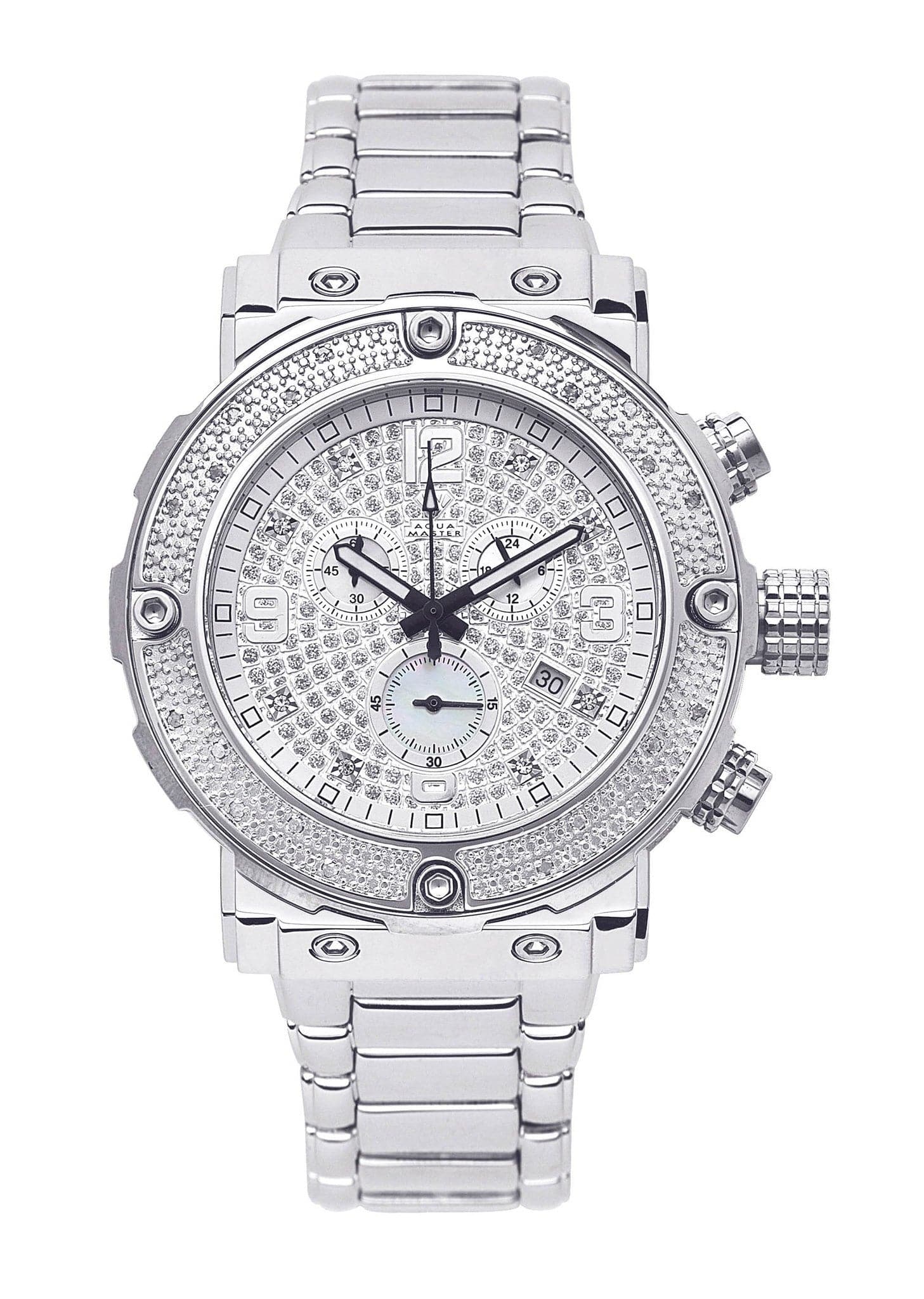 Mens White Gold Tone Diamond Watch | Appx. 0.22 Carats