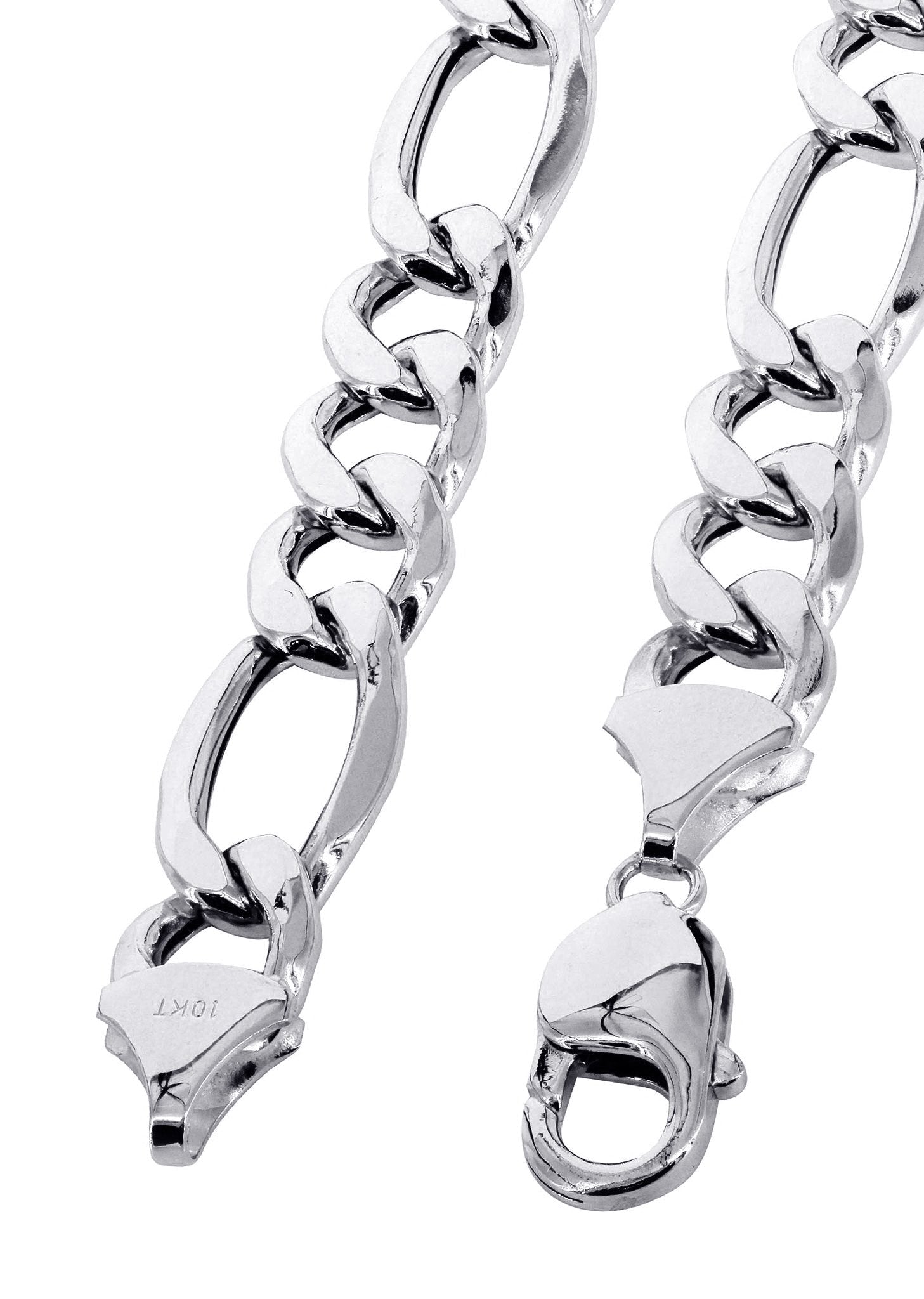 White Gold Chain - Mens Hollow Figaro Chain 10K/14K Gold