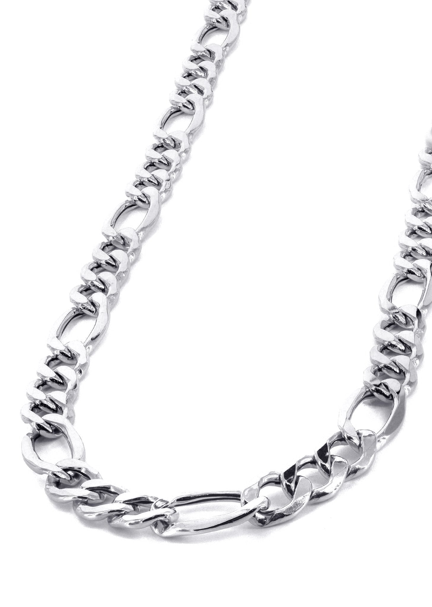 White Gold Chain - Mens Hollow Figaro Chain 10K/14K Gold