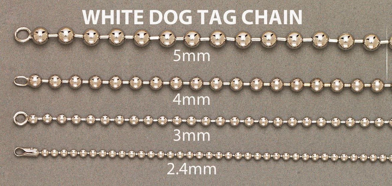 Gold Chain - Womens Dog Tag Chain 10K/14K White Gold