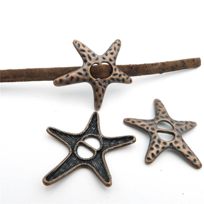 10 Pcs For 5mm flat leather,Antique Dark Bronze Sea Star jewelry supplies jewelry finding D-1-5-8