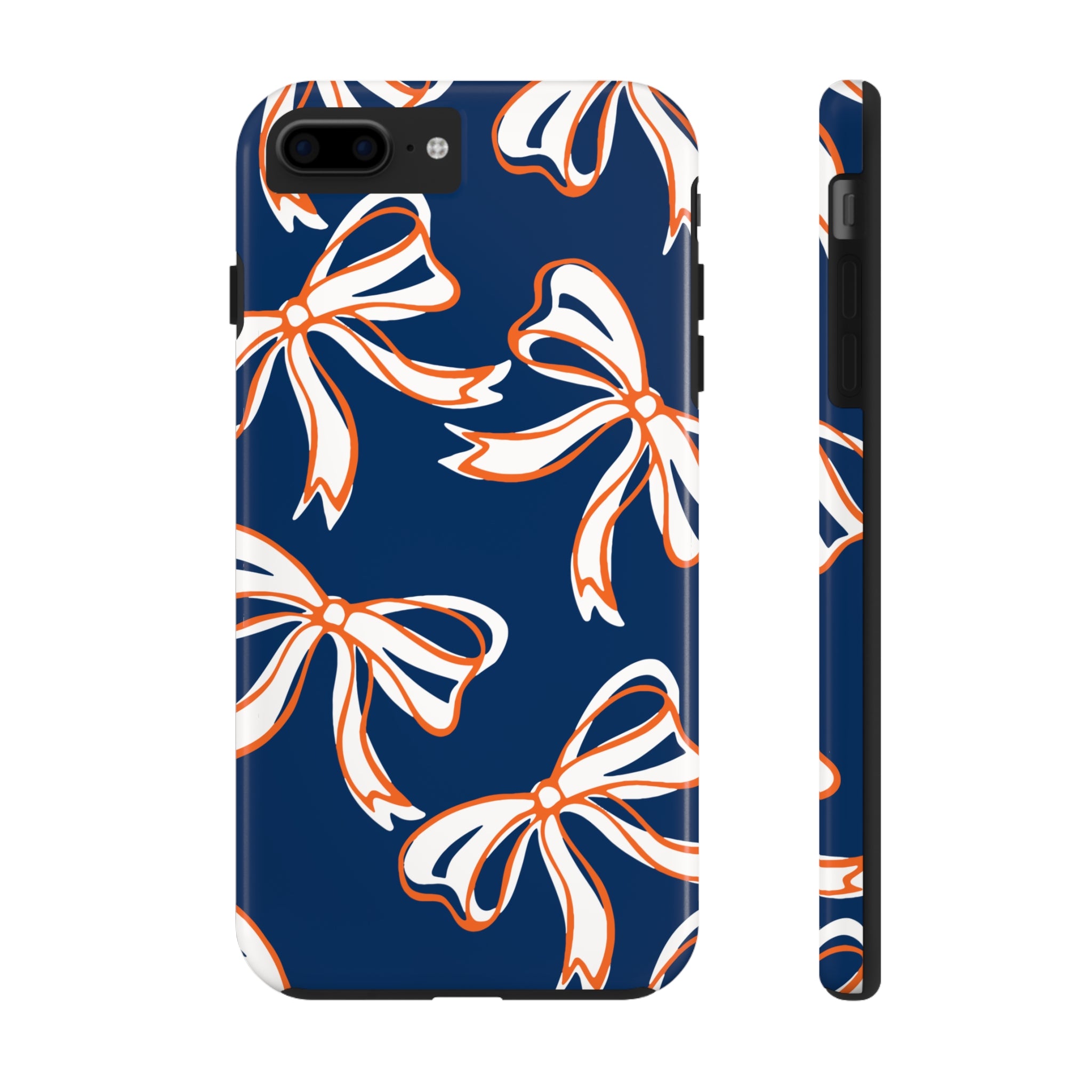 Trendy Bow Phone Case, Bed Party Bow Iphone case, Bow Phone Case, Bow Gifts - Syracuse, Auburn, Illinois, Bucknell, UVA, Navy & Orange