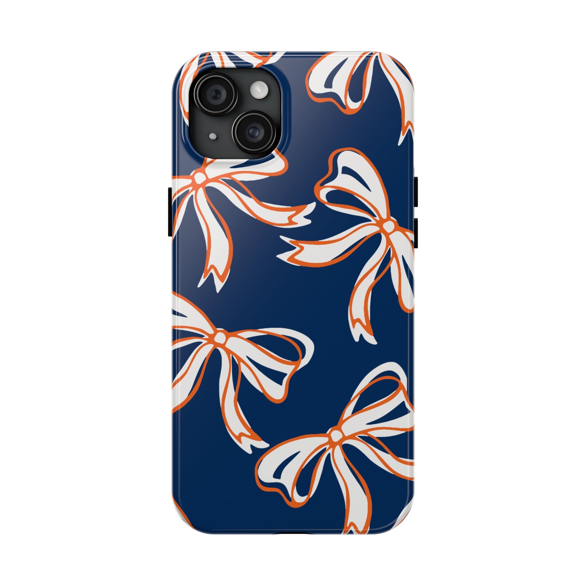 Trendy Bow Phone Case, Bed Party Bow Iphone case, Bow Phone Case, Bow Gifts - Syracuse, Auburn, Illinois, Bucknell, UVA, Navy & Orange